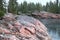Imatra, Finland. Boulders on The Vuoksi River