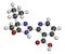 Imazapyr herbicide molecule. 3D rendering. Atoms are represented as spheres with conventional color coding: hydrogen white,.