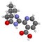 Imazapyr herbicide molecule. 3D rendering. Atoms are represented as spheres with conventional color coding: hydrogen (white),