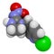 Imidacloprid neonicotinoid insecticide. Insect neurotoxin that may contribute to honey bee colony collapse disorder. Atoms are