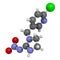 Imidacloprid neonicotinoid insecticide. Insect neurotoxin that may contribute to honey bee colony collapse disorder. Atoms are