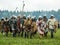 Imitation battles of the ancient Slavs during the festival of historical clubs in the Kaluga region of Russia.