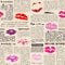Imitation of newspaper with the lips prints