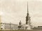 Imitation vintage photo: Peter and Paul Cathedral and Grand Ducal Burial Vault in St. Petersburg