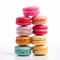 Immaculate Perfection: Colorful Macarons On A White Background