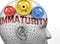 Immaturity and human mind - pictured as word Immaturity inside a head to symbolize relation between Immaturity and the human