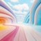 Immerse yourself in the world of creativity with this pastel colorful 3D background tunnel.