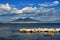 Immersed in the blue color of the landscape in Naples.