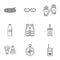 Immersing icons set, outline style