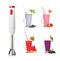 Immersion blender and smoothies isolated