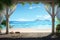 Immersive 3D gazebo by the ocean, tropical beachfront, tranquil seascape