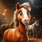 Immersive Adventure: A Realistic Cartoon Horse In Epic Portraiture