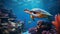 Immersive Underwater Turtle Swimming Among Vibrant Coral Reef And Sea Animals