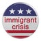 Immigrant Crisis Button With US Flag, 3d illustration On White Background