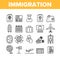 Immigration, Abroad Travel Vector Linear Icons Set