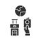 Immigration glyph icon. Trip planning, holiday vacation organization. Travelling abroad. Packed baggage. Migration