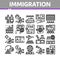 Immigration Refugee Collection Icons Set Vector