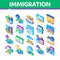 Immigration Refugee Isometric Icons Set Vector