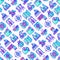 Immigration seamless pattern with thin line icons