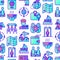 Immigration seamless pattern with thin line icons