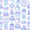 Immigration seamless pattern with thin line icons