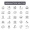 Immigration services line icons, signs, vector set, outline illustration concept