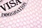 Immigration visa document passport page close up