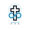 Immortal God conceptual logo design combined with infinity loop sign and Christian Cross.