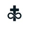 Immortal God conceptual symbol combined with infinity loop sign and Christian Cross.