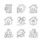Immovable property purchasing linear icons set