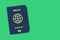 Immune passport, on a green background. Copy space. For people vaccinated against COVID-19.