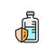 Immune system drugs, medical ampoules, vaccine flat color line icon.