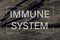 Immune system text over stethoscope on textured wooden boards