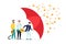 Immune system vector icon logo. Bacterial health, protection against viruses. Medical prevention of human germs. Red umbrella
