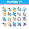 Immunity Human Biological Defense Icons Set Vector