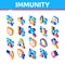 Immunity Human Biological Defense Icons Set Vector