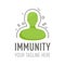 Immunity Logo for Vaccine and Vaccination Healthcare Service. Human Body Reflect Viral Attack Icon, Health Care Defence