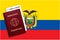 Immunity passport and test result for COVID-19 on flag of Ecuador