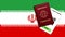 Immunity passport and test result for COVID-19 on flag of Iran