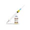 Immunization, Hepatitis Vaccine Syringe With Yellow Vaccine, Vial Of Medicine Isolated On A White Background. Vector