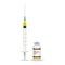 Immunization, Influenza Flu Vaccine Plastic Medical Syringe With Needle And Vial Isolated On A White Background. Vector