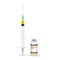 Immunization, Meningococcal Vaccine Plastic Medical Syringe With Needle And Vial Isolated On A White Background. Vector