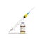 Immunization, Polio Vaccine Syringe With Yellow Vaccine, Vial Of Medicine Isolated On A White Background. Vector