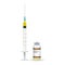 Immunization, Rotavirus Vaccine Plastic Medical Syringe With Needle And Vial Isolated On A White Background. Vector