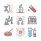 Immunology department line icons. Immunity system. Clinic signs. Vector illustrations