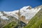 Impact of global warming on the Fee Glacier located above the Saas-Fee village