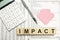 IMPACT - words from wooden blocks with letters, ethics moral philosophy concept, white background