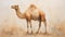 Impasto Minimalistic Zen Painting Of Camel On Soft Beige Background