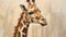Impasto Minimalistic Zen Painting Of Giraffe On Soft Beige Background