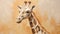 Impasto Minimalistic Zen Painting Of Giraffe On Soft Beige Background